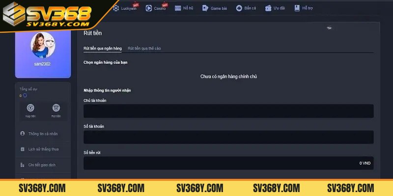 Quy trình rút tiền SV368